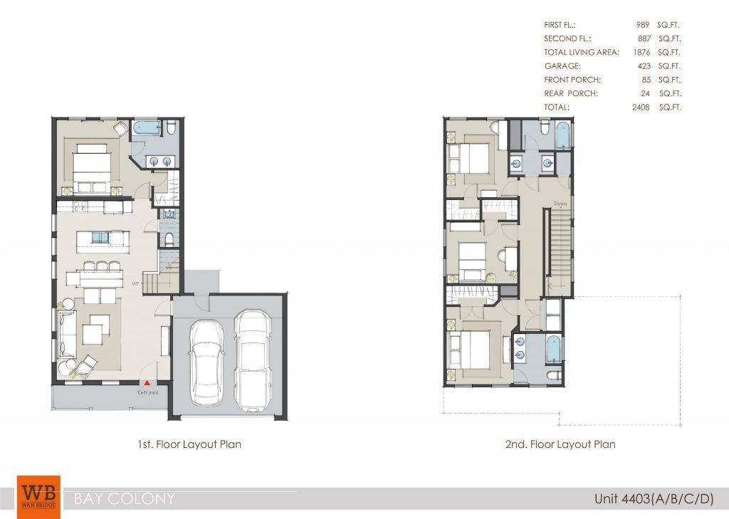 bay colony pointe west rental home floor plan 2408 sq ft - 4403ABCD